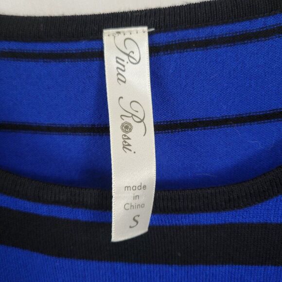 Pina Rossi Small Sweater Colored stripes Blue Black stretchy soft Rayon euc - Picture 5 of 8